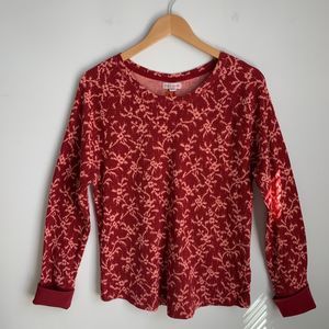 Knox Rose Waffle knit tops holiday theme in Raspberry Large